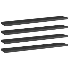 Bookshelf Boards 4 pcs High Gloss Black 23.6"x3.9"x0.6" Engineered Wood