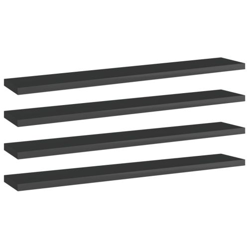 Bookshelf Boards 4 pcs High Gloss Black 23.6"x3.9"x0.6" Engineered Wood