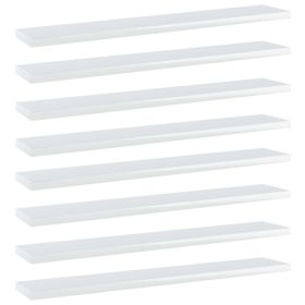 Bookshelf Boards 8 pcs High Gloss White 23.6"x3.9"x0.6" Engineered Wood