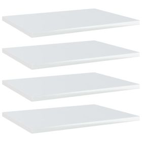 Bookshelf Boards 4 pcs High Gloss White 15.7"x11.8"x0.6" Engineered Wood