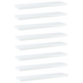Bookshelf Boards 8 pcs High Gloss White 15.7"x3.9"x0.6" Engineered Wood