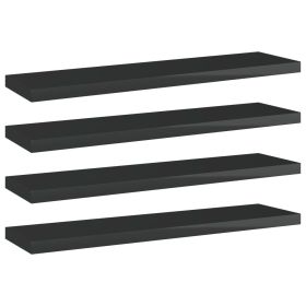 Bookshelf Boards 4 pcs High Gloss Black 15.7"x3.9"x0.6" Engineered Wood