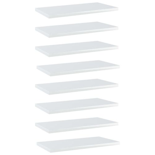 Bookshelf Boards 8 pcs High Gloss White 15.7"x7.9"x0.6" Engineered Wood